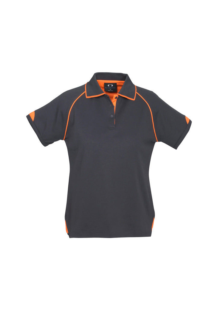 Fusion Womens Short Sleeve Polo - Grey/Fluoro Orange