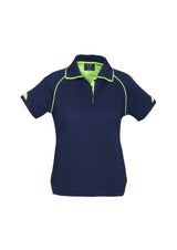Fusion Womens Short Sleeve Polo - Navy/Fluoro Yellow/Lime