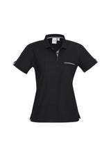 Edge Womens Short Sleeve Polo - Black/Check