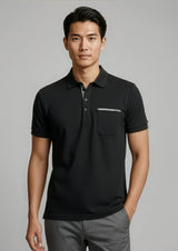 Edge Mens Short Sleeve Polo - Black/Check