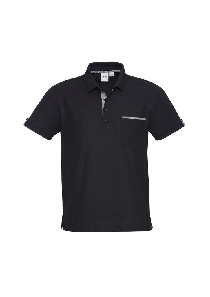 Edge Mens Short Sleeve Polo - Black/Check