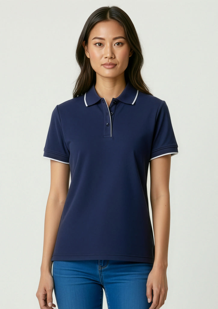 Elite Womens Short Sleeve Polo - Black/White