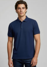 Micro Mens Waffle Short Sleeve Polo - Black