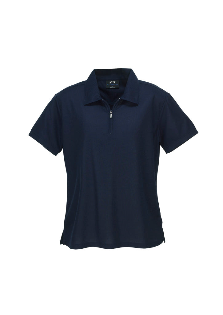 Micro Womens Waffle Short Sleeve Polo - Navy
