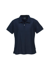 Micro Womens Waffle Short Sleeve Polo - Navy