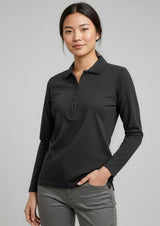 Crew Womens Long Sleeve Polo - Navy