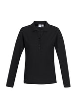 Crew Womens Long Sleeve Polo - Black