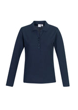Crew Womens Long Sleeve Polo - Navy