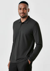 Crew Mens Long Sleeve Polo - Black