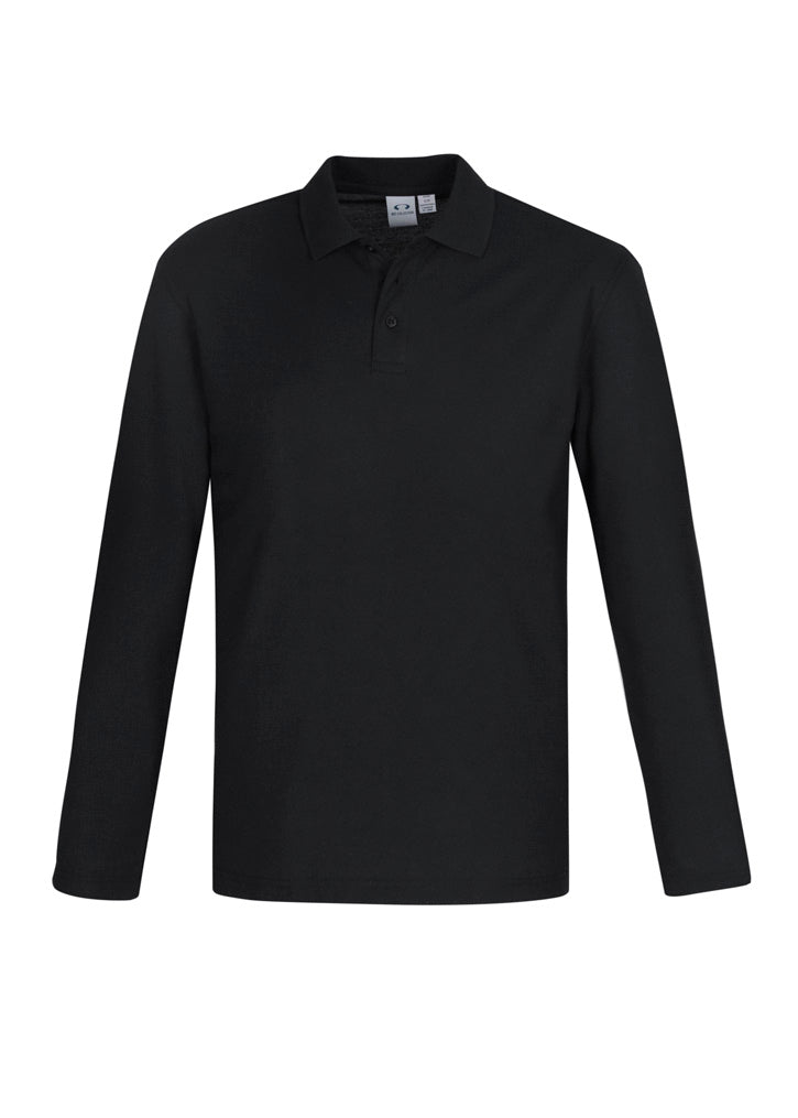 Crew Mens Long Sleeve Polo - Black