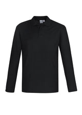 Crew Mens Long Sleeve Polo - Black