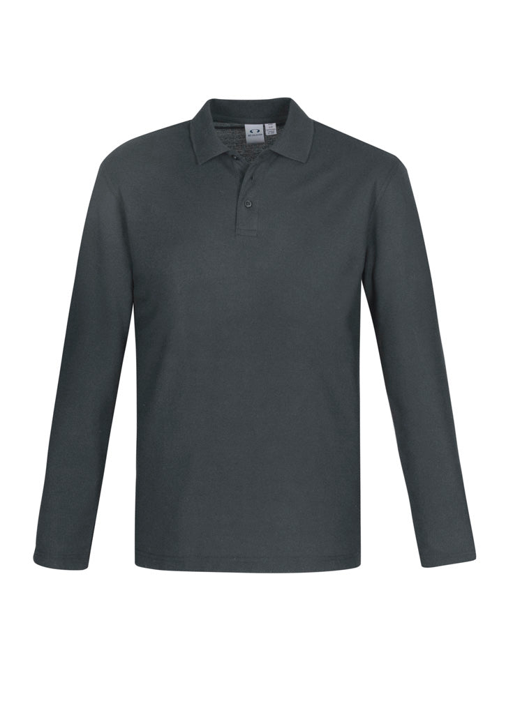 Crew Mens Long Sleeve Polo - Charcoal