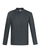 Crew Mens Long Sleeve Polo - Charcoal