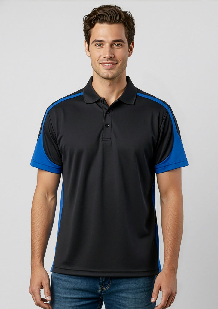 Talon Mens Short Sleeve Polo - Black/White