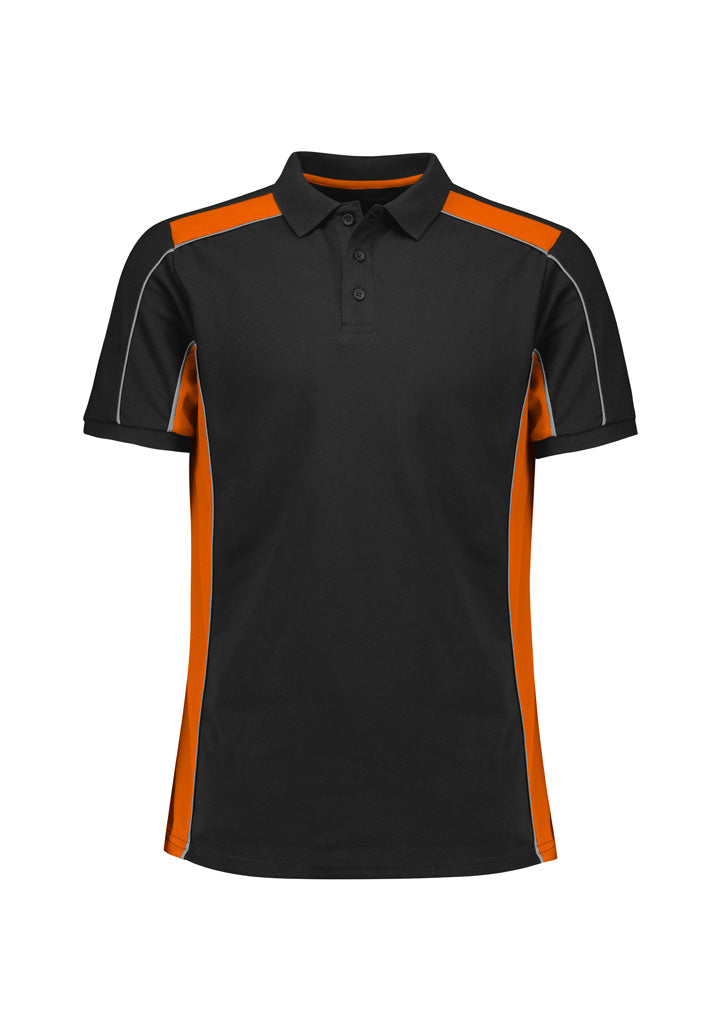 Grid Unisex Short Sleeve Polo - Black/Orange