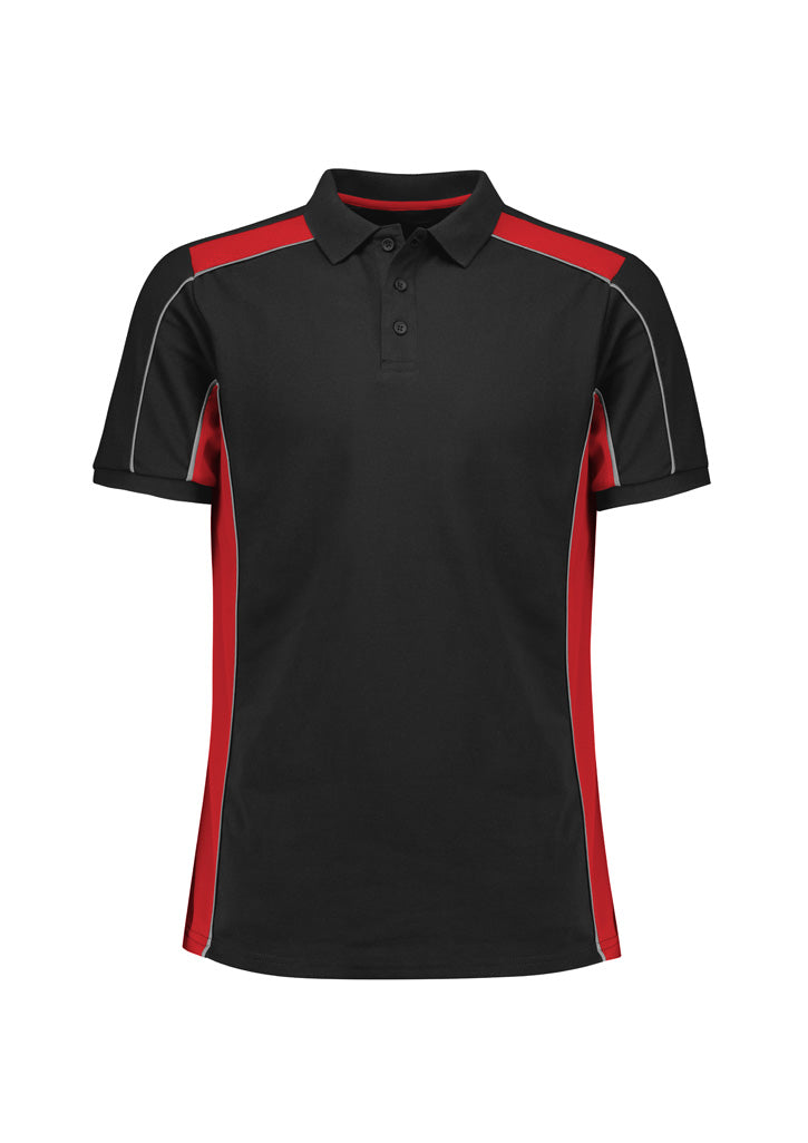 Grid Unisex Short Sleeve Polo - Black/Red