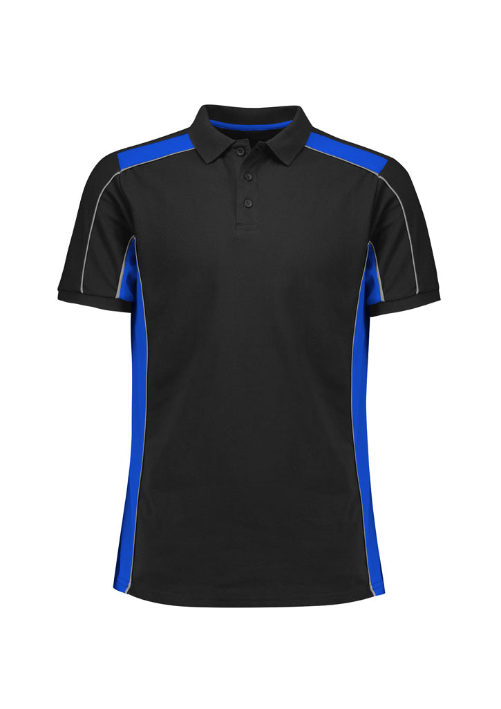 Grid Unisex Short Sleeve Polo - Black/Royal