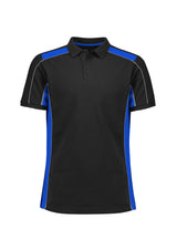 Grid Unisex Short Sleeve Polo - Black/Royal