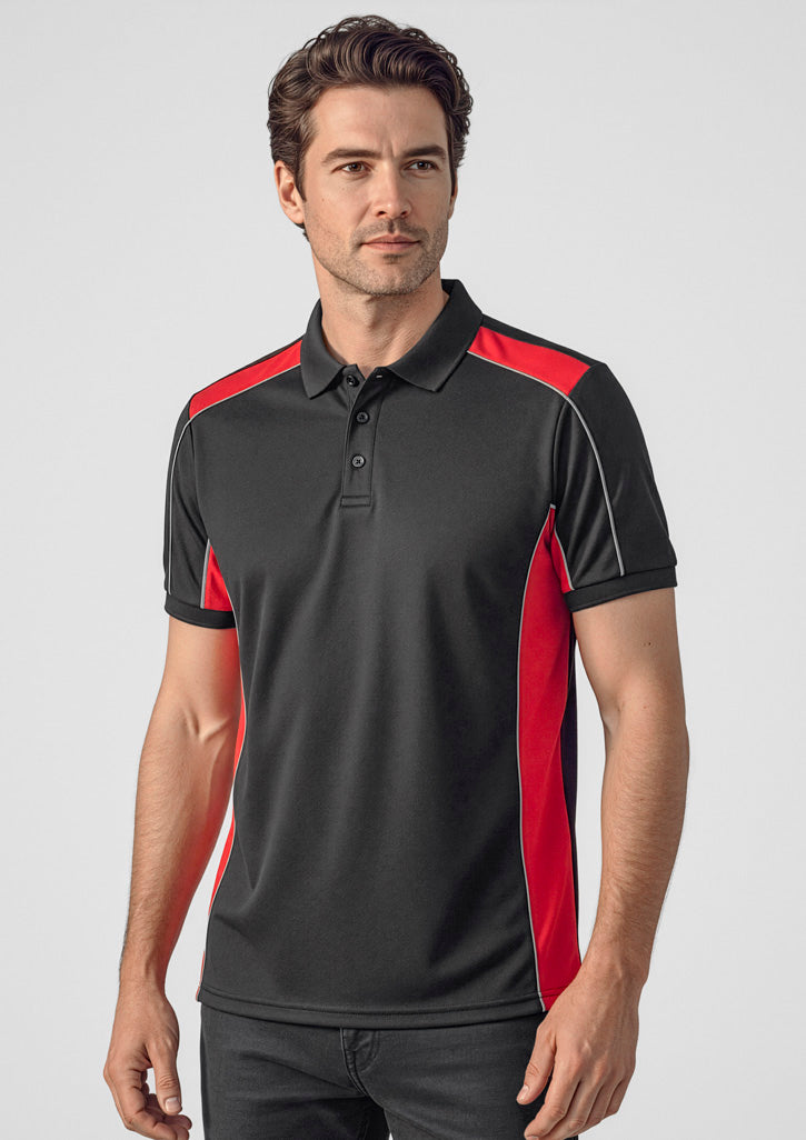 Grid Unisex Short Sleeve Polo - Black/Red