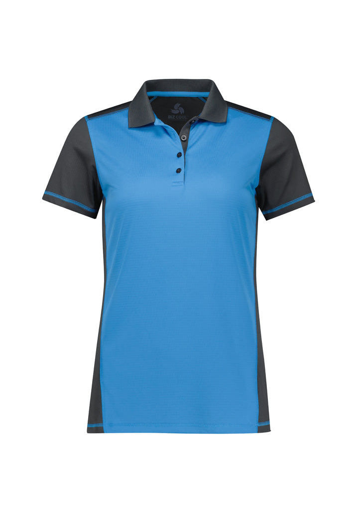 Dart Womens Short Sleeve Polo - Grey/Cyan