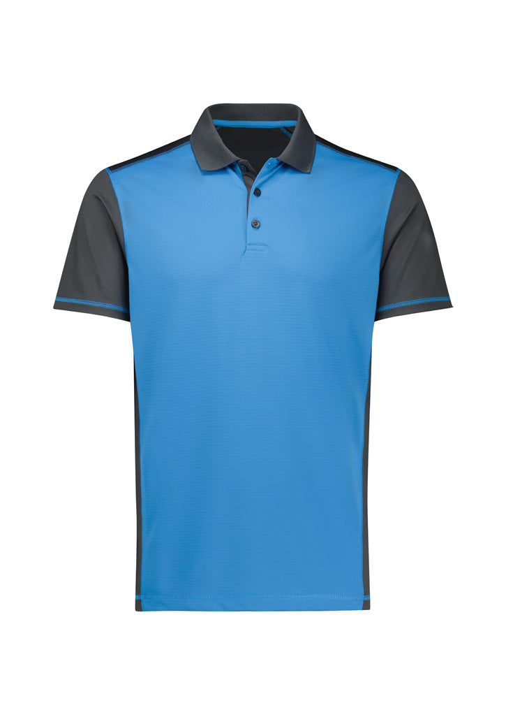Dart Mens Short Sleeve Polo - Grey/Cyan