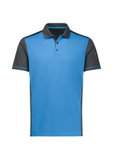 Dart Mens Short Sleeve Polo - Grey/Cyan