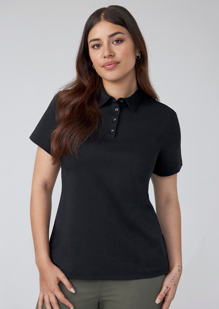 Lotus Womens Short Sleeve Polo - Black