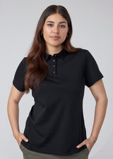 Lotus Womens Short Sleeve Polo - Black
