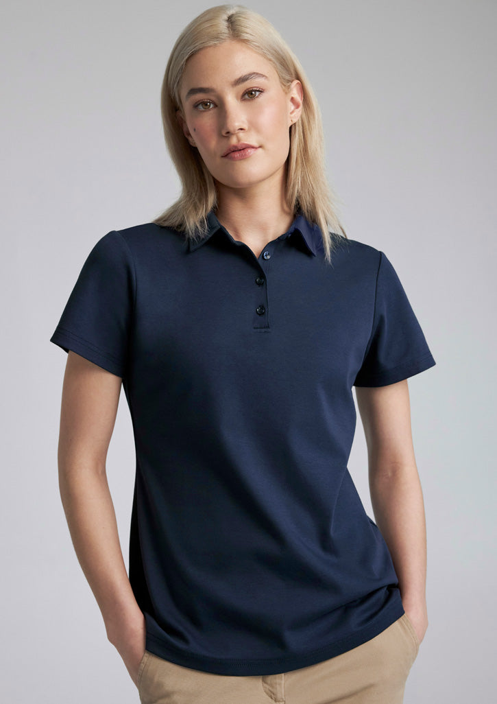 Lotus Womens Short Sleeve Polo - Navy