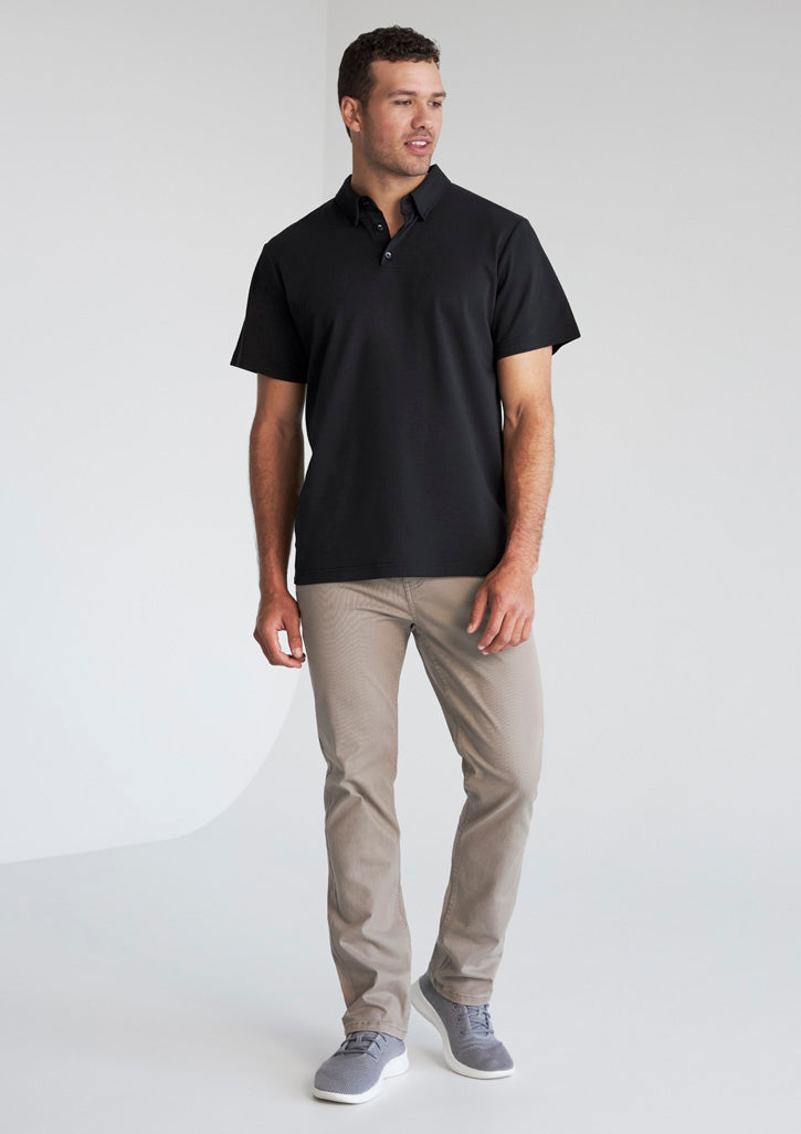 Lotus Mens Short Sleeve Polo - Black