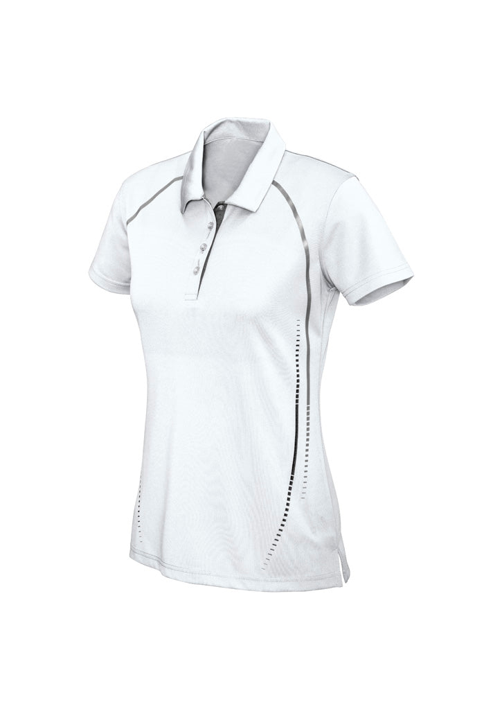 Cyber Womens Short Sleeve Polo - White/Silver