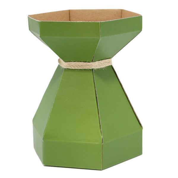 Flat Pack Transportable Vase with Plastic Liner Small Round in Moss Pk/10