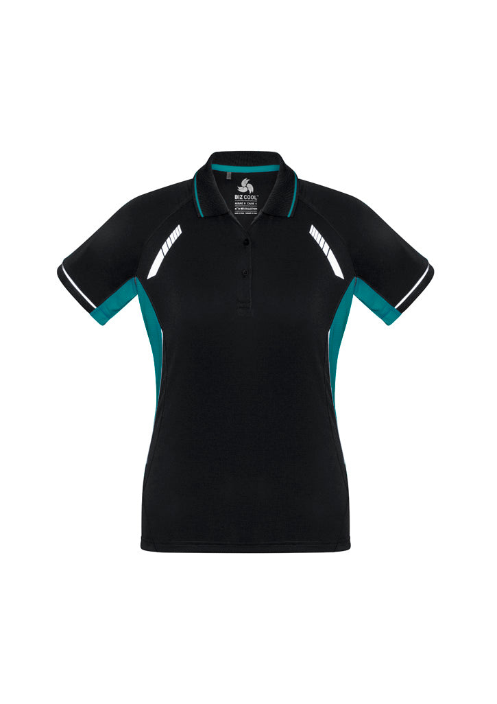 Renegade Womens Short Sleeve Polo - Black/Teal/Silver