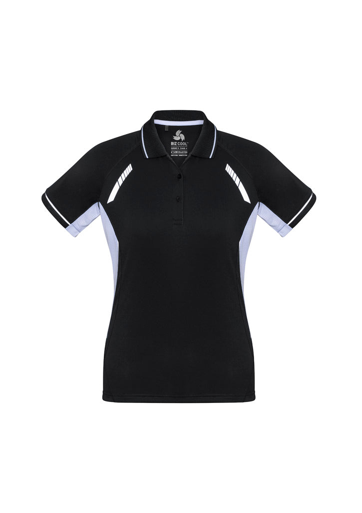 Renegade Womens Short Sleeve Polo - Black/White/Silver
