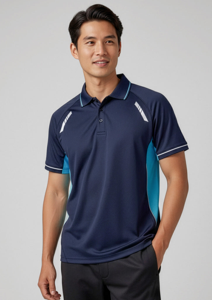 Renegade Mens Short Sleeve Polo - Navy/Sky/Silver