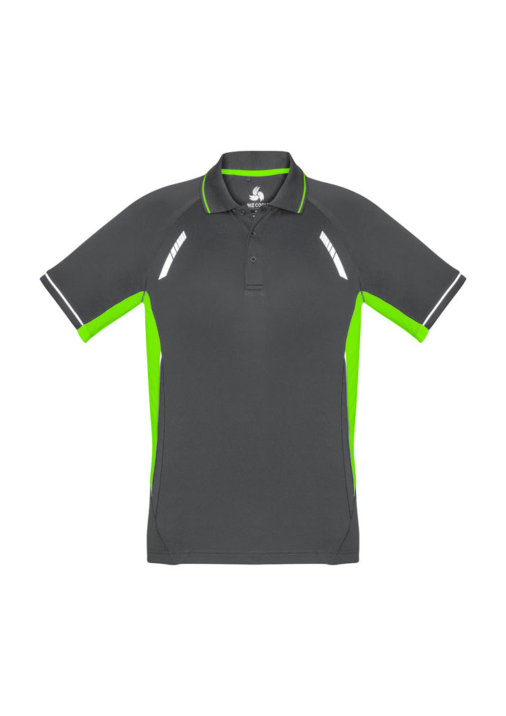 Renegade Mens Short Sleeve Polo - Grey/Fluoro Lime/Silver