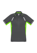 Renegade Mens Short Sleeve Polo - Grey/Fluoro Lime/Silver