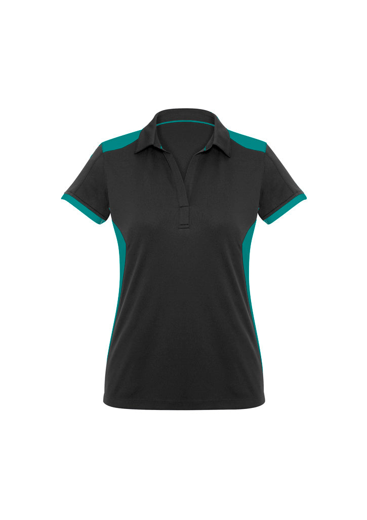 Rival Womens Short Sleeve Polo - Black/Teal