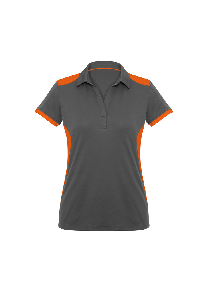 Rival Womens Short Sleeve Polo - Grey/Orange