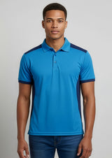 Rival Mens Short Sleeve Polo - Cyan/Navy