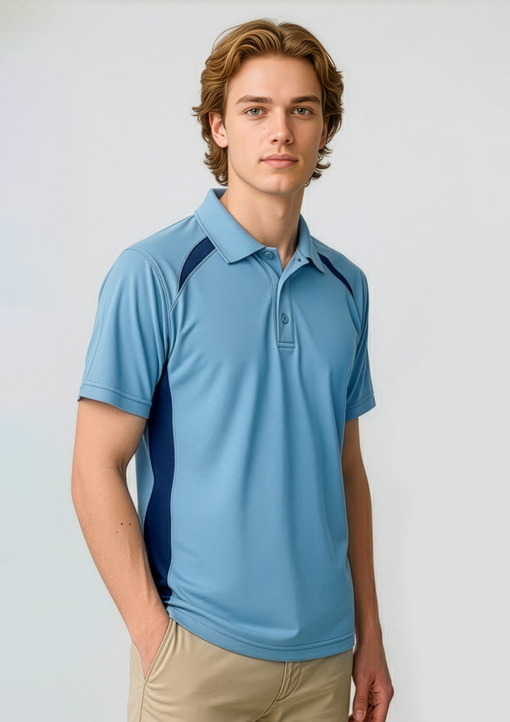 Splice Mens Short Sleeve Polo - Spring Blue/Navy