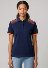 Galaxy Womens Short Sleeve Polo - Black/White