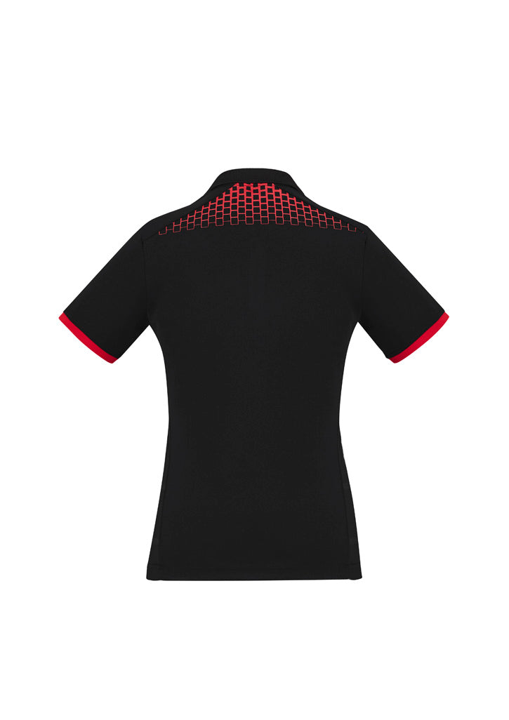 Galaxy Womens Short Sleeve Polo - Black/Red