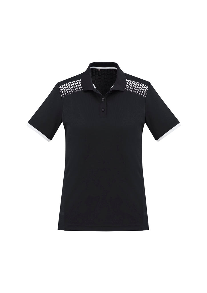 Galaxy Womens Short Sleeve Polo - Black/White