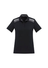 Galaxy Womens Short Sleeve Polo - Black/White