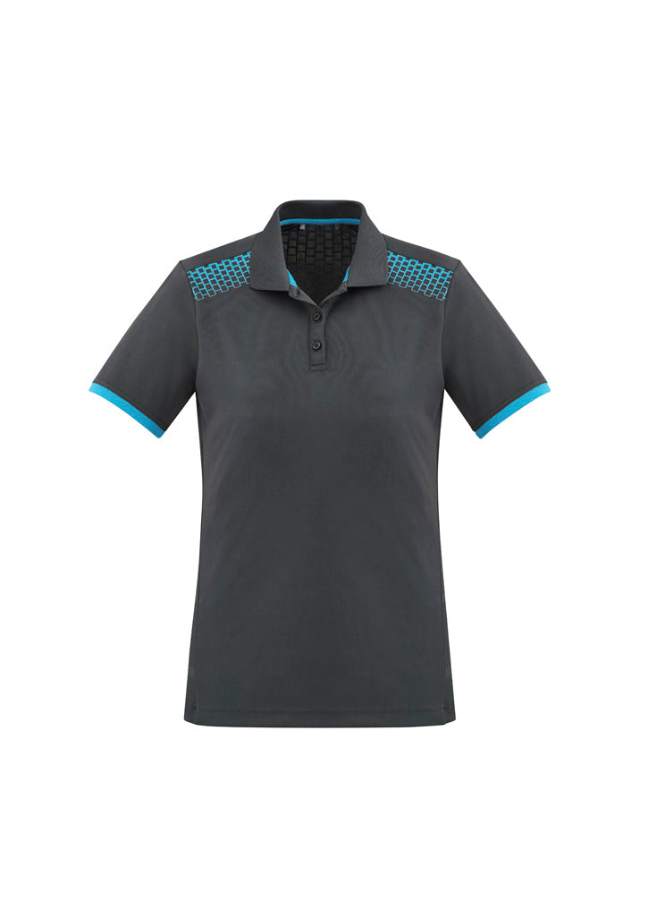 Galaxy Womens Short Sleeve Polo - Grey/Cyan