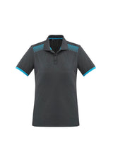 Galaxy Womens Short Sleeve Polo - Grey/Cyan