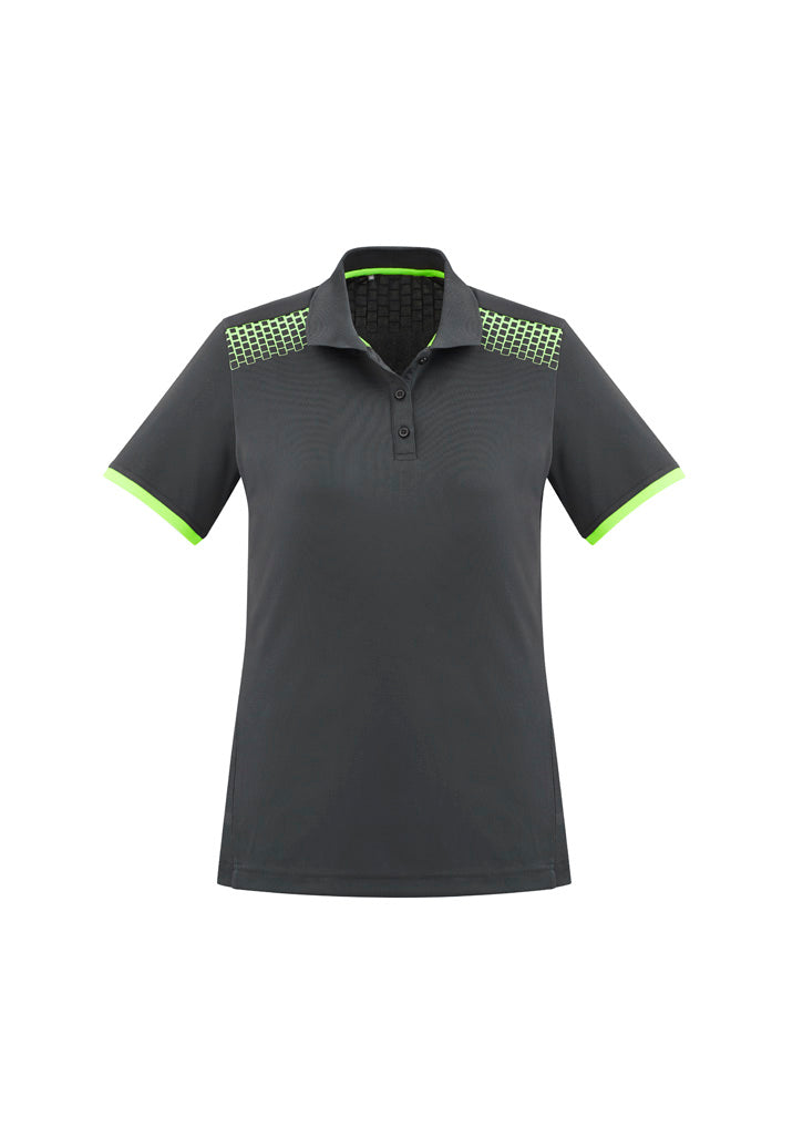 Galaxy Womens Short Sleeve Polo - Grey/Fluoro Lime