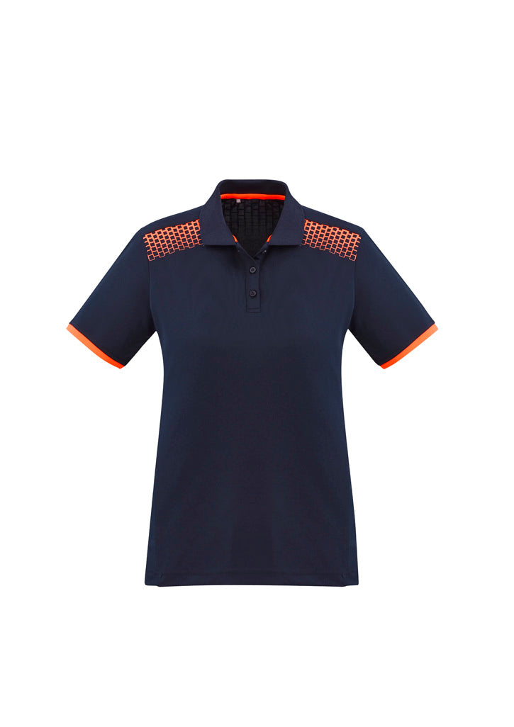 Galaxy Womens Short Sleeve Polo - Navy/Fluoro Orange