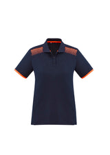 Galaxy Womens Short Sleeve Polo - Navy/Fluoro Orange